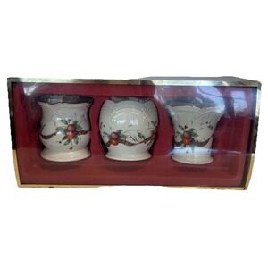 Lenox Holiday Tartan Candle Votives Set Of 3 With Tea Lights Christmas Holiday